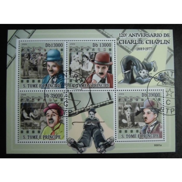 

✨NEW✨ - PERANGKO S TOME E PRINCIPE - 120TH ANNIV CHARLIE CHAPLIN 2009 SHEET- 3