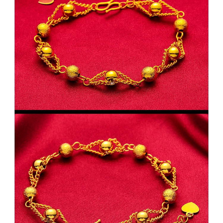 Goldkingdom Perhiasan Fashion Emas Asli Kadar 375Bangkok Aksesoris Ready Stock Gelang Manik Transshipment Wanita Baru Dengan Passepartout Berlapis Emas