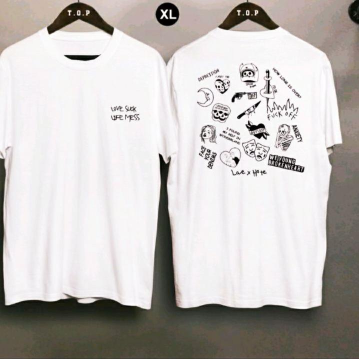 Jangan Sampai Kehabisan❄️ (COD)Kaos Love suck life mess / Baju Kaos Distro Pria Wanita putih.