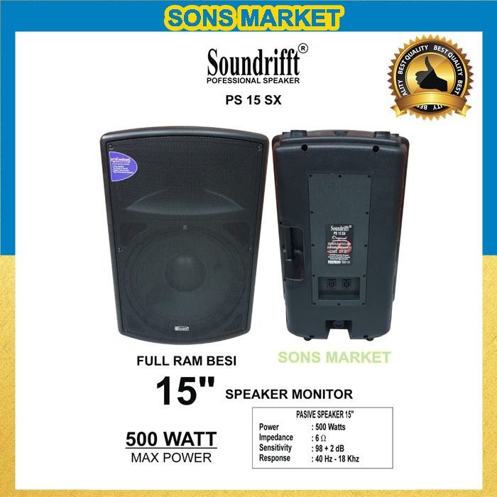 SPEAKER PASIF 15 inch SOUNDRIFFT 15in PS 15 SX BOX FIBER IMPORT 1 Pcs
