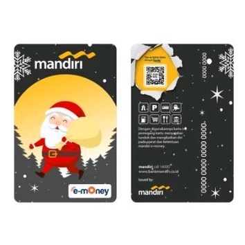 Mandiri eMONEY Edisi NATAL/CHRISTMAS SANTA CLAUSE Grey Background ORI /Like Tapcash Flazz eToll or Brizzi