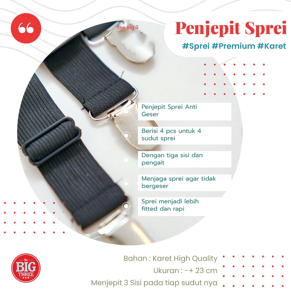 Penjepit Sprei Hitam Premium / Pengait Sprei Anti geser Putih TBT