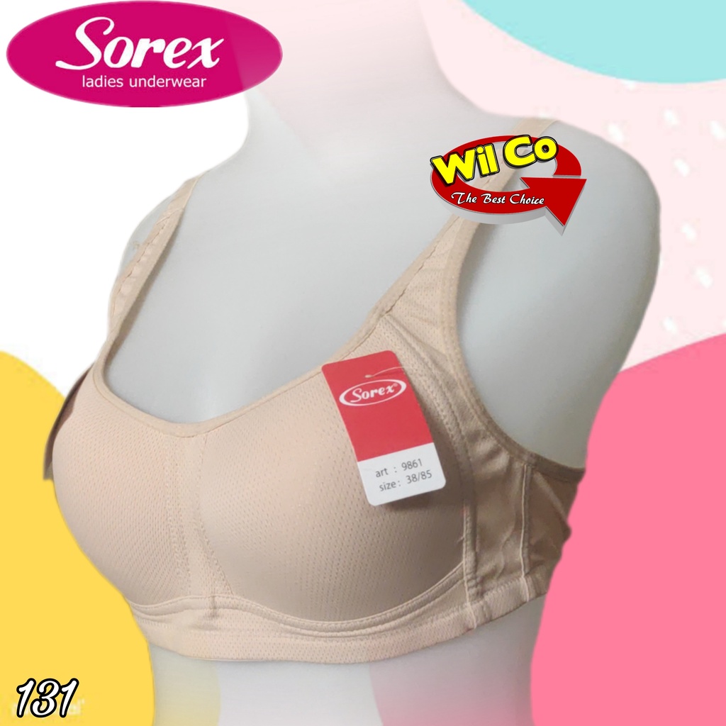 K131 - BRA/BH WANITA SOREX TANPA KAWAT BUSA TIPIS TIGA PENGAT SIZE 34 - 40