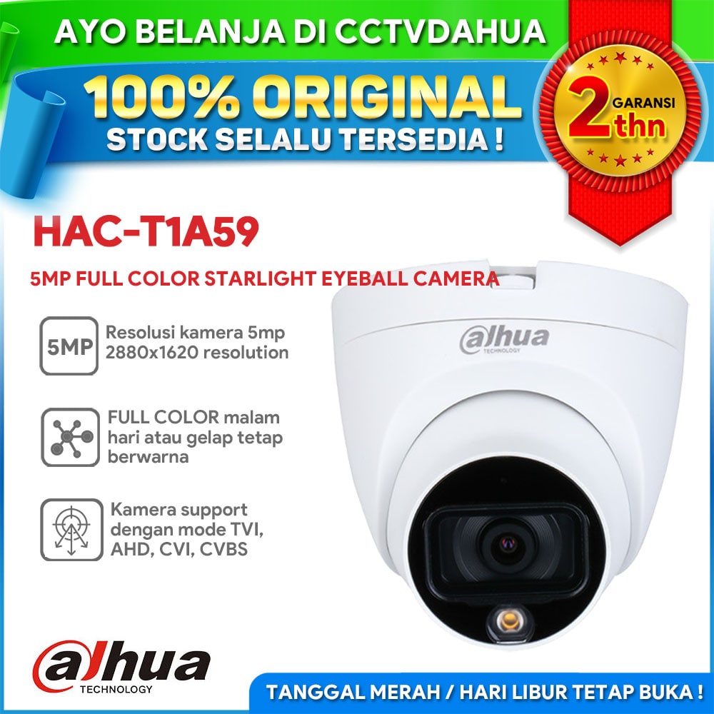 DAHUA HAC-T1A59P 5MP FULL COLOR STARLIGHT HDCVI COOPER INDOOR EYEBALL