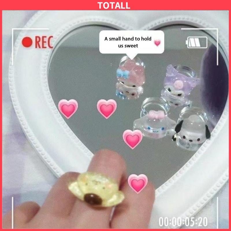 COD Cinnamoroll Anjing Kulomi Cincin Resin Lucu Girly Pasangan Saudara Perempuan Pembuka Pacar Kartun Untuk Pasangan Murah-Totall