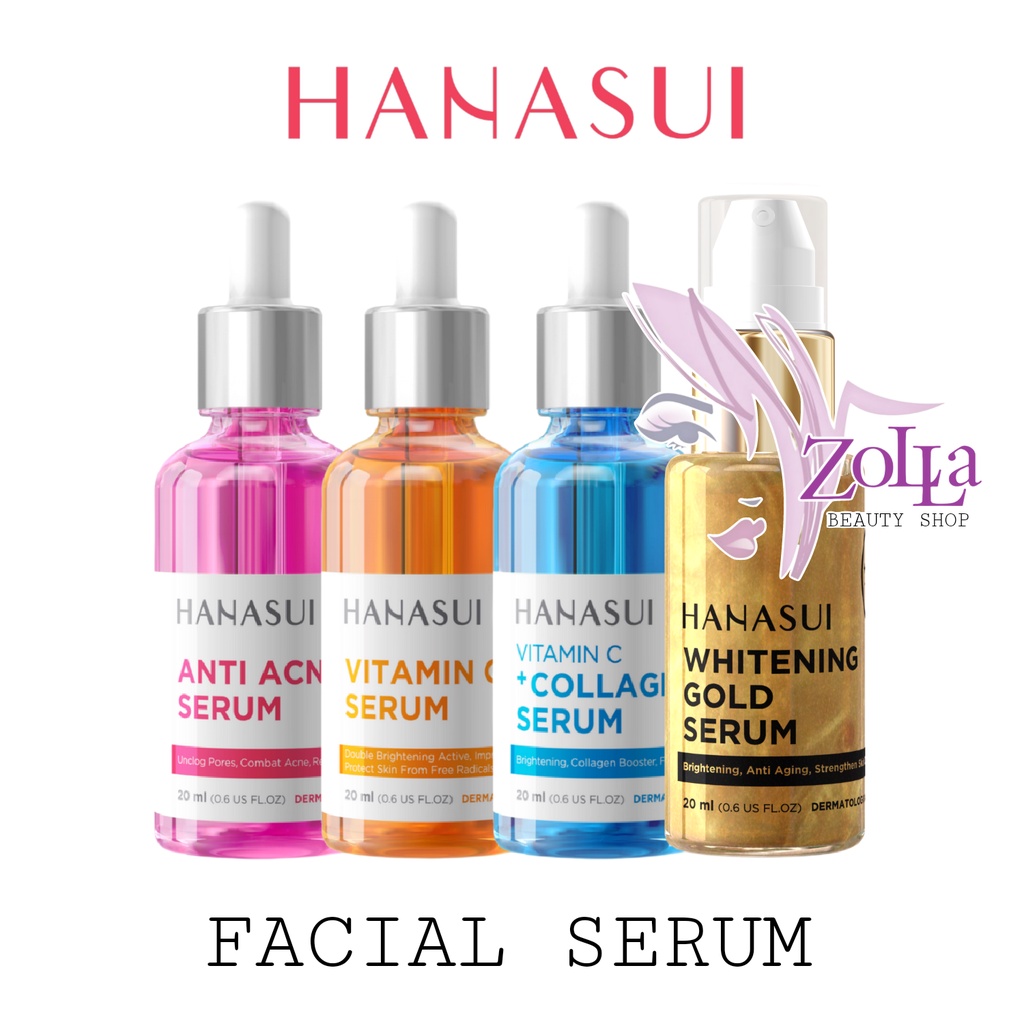 HANASUI FACIAL SERUM ALL VARIAN - BPOM - SERUM HANASUI - Whitening GOLD - Anti Acne - Vitamin C - Vitamin C+Collagen - SERUM WAJAH - SERUM MUKA HANASUI