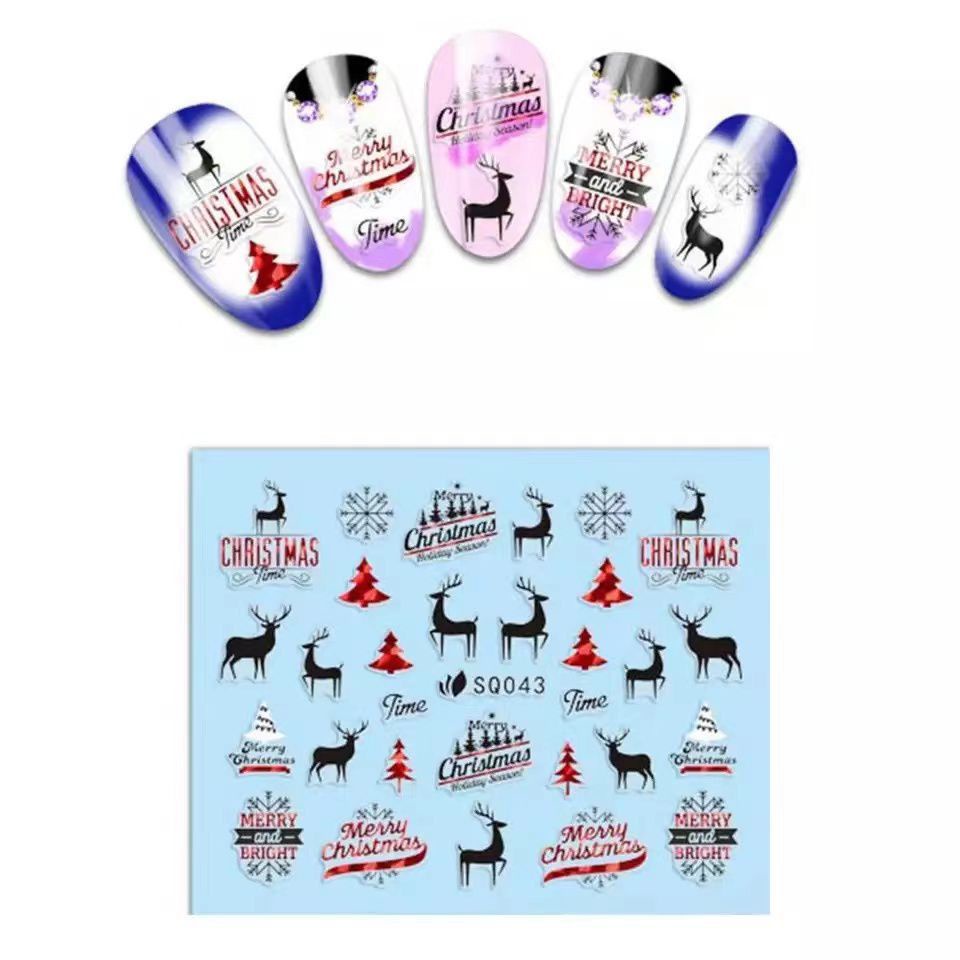 Nail Sticker Christmas Mini Water Decal 3D/ Stiker Kuku Natal Santa Snow Rusa Hari Natal ecer (per lembar kecil)