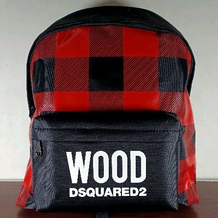 ORIGINAL BACKPACK WOOD DSQUARED2 RED / TAS RANSEL WOOD DSQUARED2 MERAH