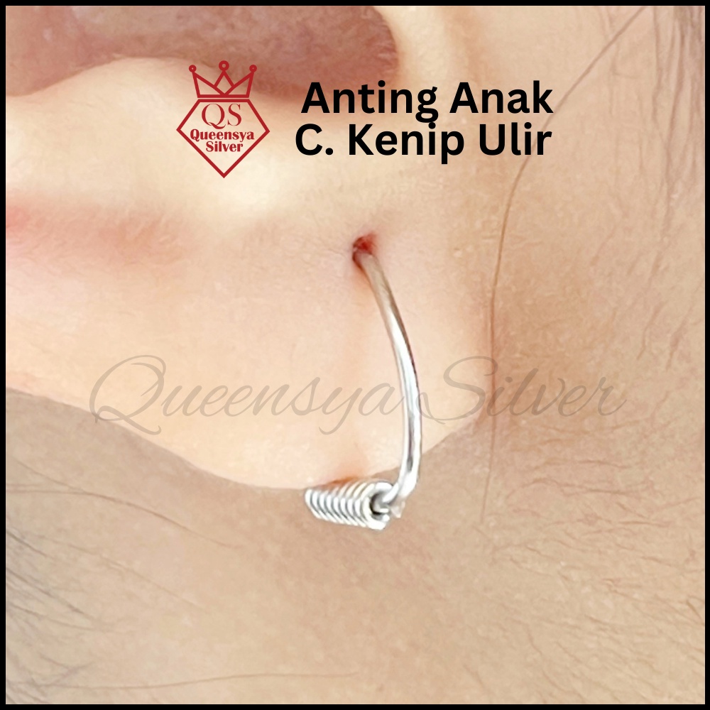 Anting Bayi Perak | Anting Perak Anak | Anting Perak Bayi Lapis Emas Queensya Silver