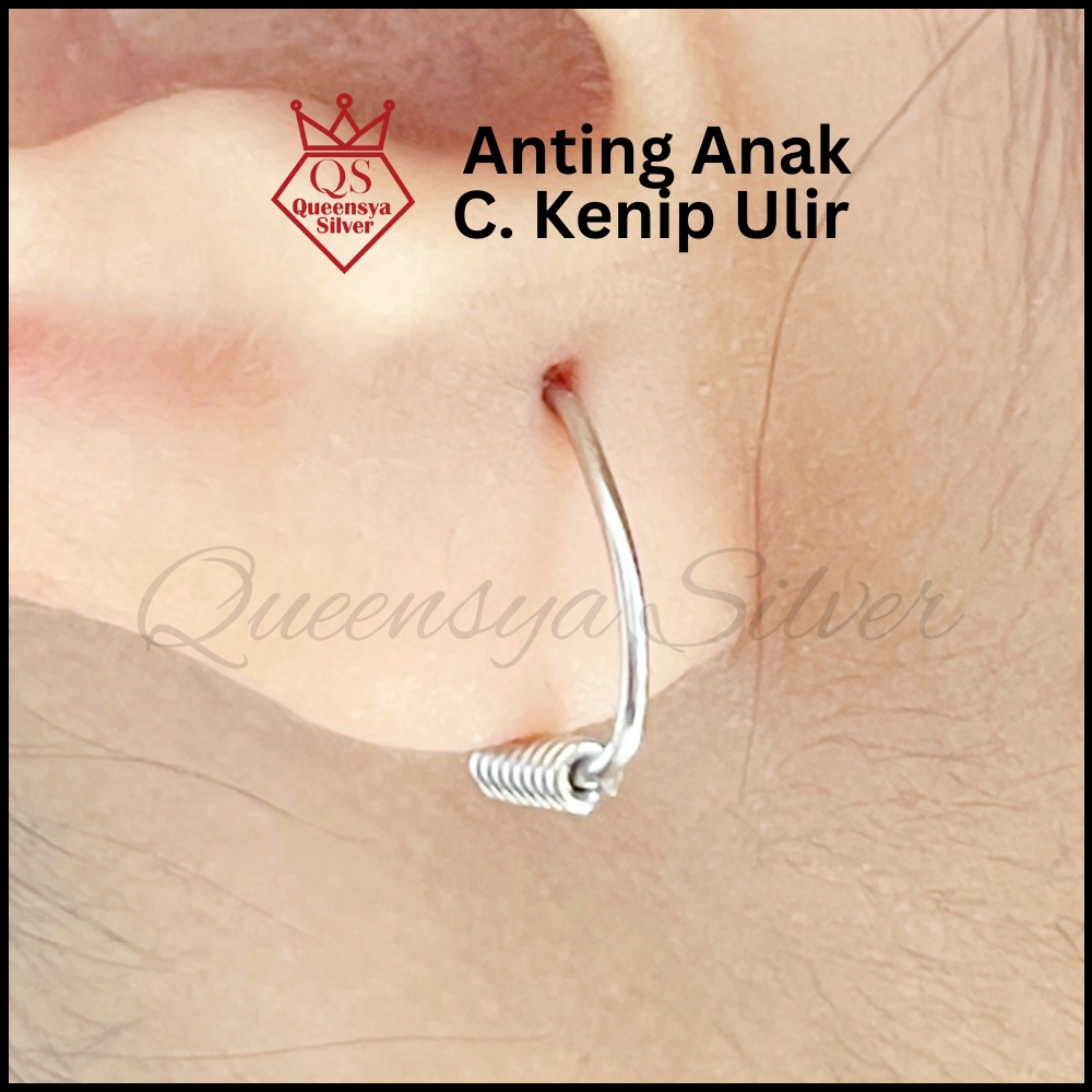 Anting Bayi Perak | Anting Perak Anak | Anting Perak Bayi Lapis Emas Queensya Silver