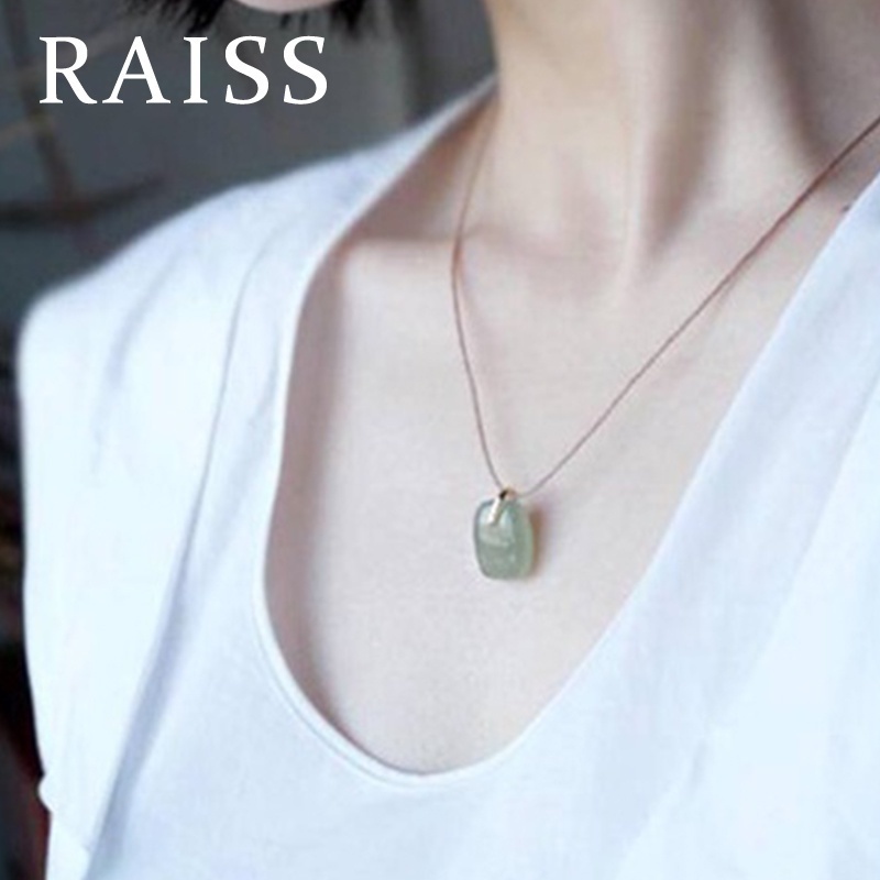 Kalung Wanita Liontin Giok Hetian Natural Alami Premium Tidak Luntur Tidak Alergi