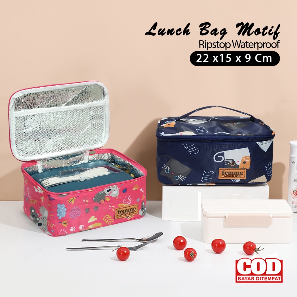 Tas bekal Anak Remaja Dewasa motif Cooler bag pendingin asi waterproof Insulin inner aluminium foil tempat penyimpanan asip anti air coolerbag polos botol asi dan ice gell