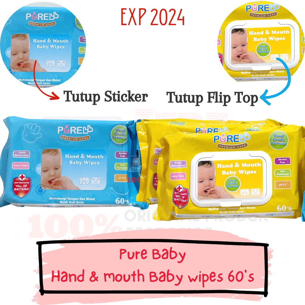 Pure Baby Hand &amp; Mouth Baby Wipes 60's