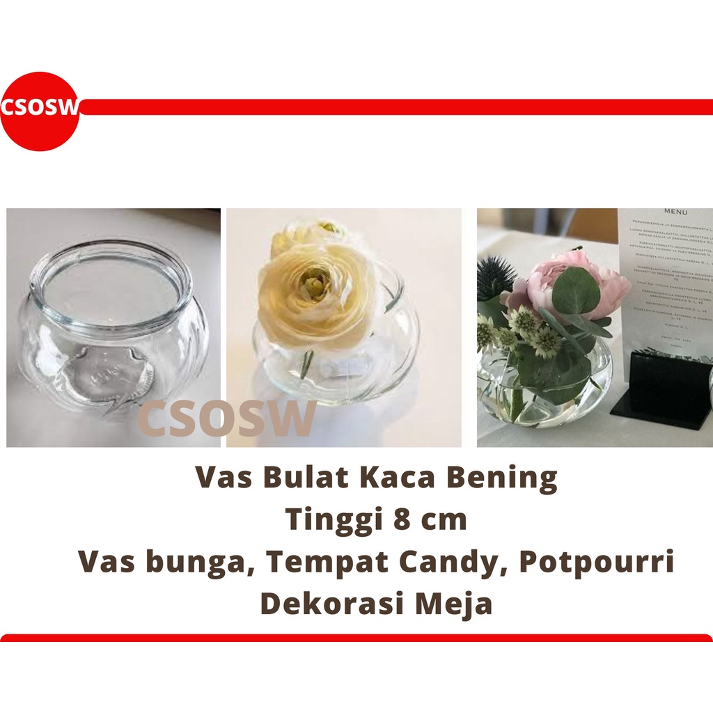 Vas Bunga Bulat Kecil VJSTARK Tempat Candy, Potpourri Dekorasi Meja  Tinggi 8 Cm