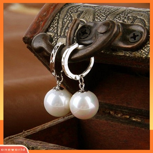 [WONE] Wanita's Elegan Mutiara Imitasi Menjuntai Eardrop Ear Hoop Earrings Perhiasan Pesona