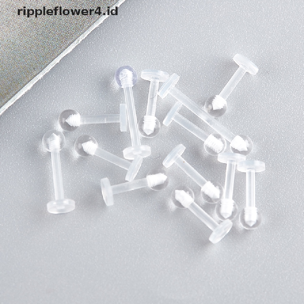 {rippleflower4.id} 10pcs Cincin Stud Bibir Akrilik Bening Tulang Rawan Telinga Earring Bar Tragus~