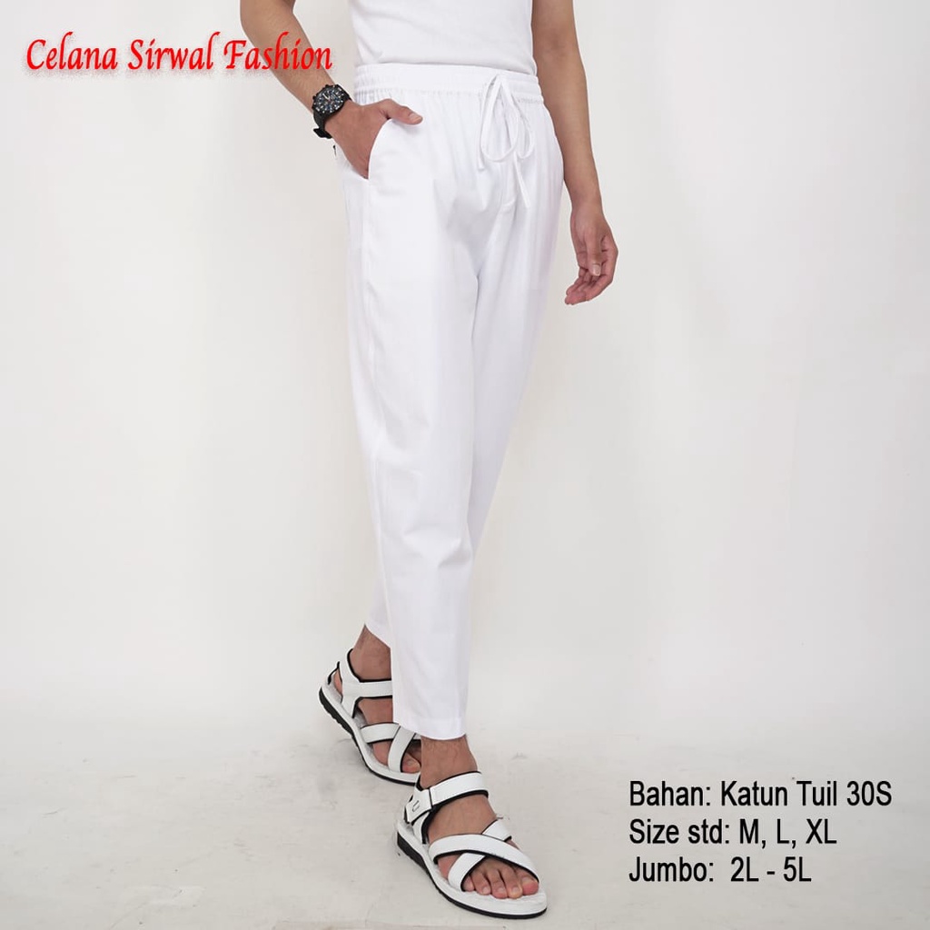 Celana Haji Pria Dewasa Warna Putih Bahan Tuil