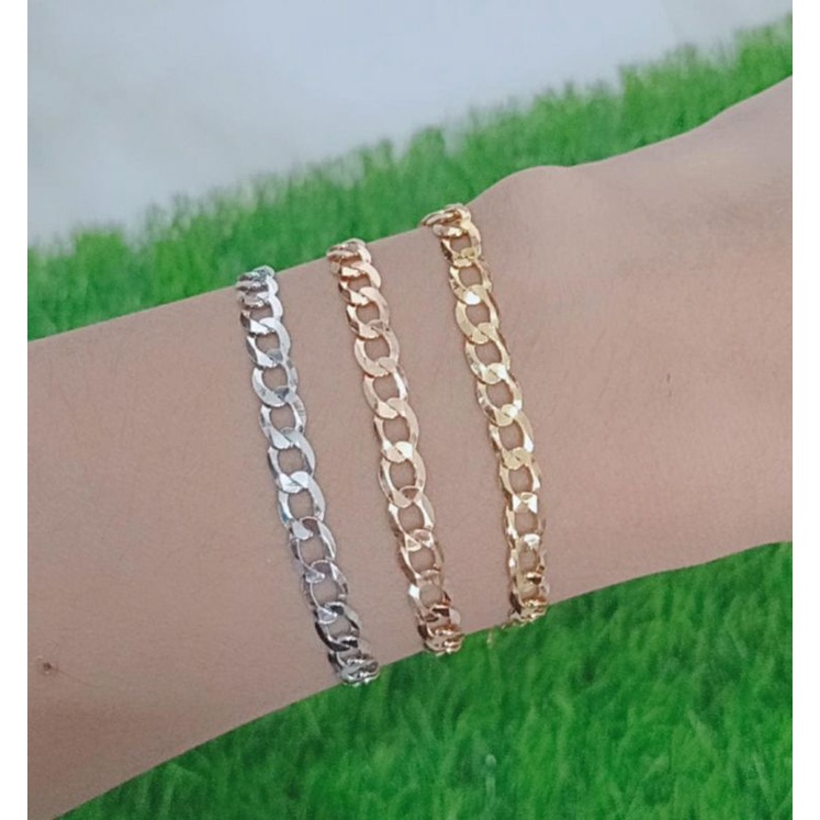 gelang perak asli silver 925 lapis emas/gelang tangan rantai sn renggang+1bel+1 bunga ukir/asli silver/fashion wanita