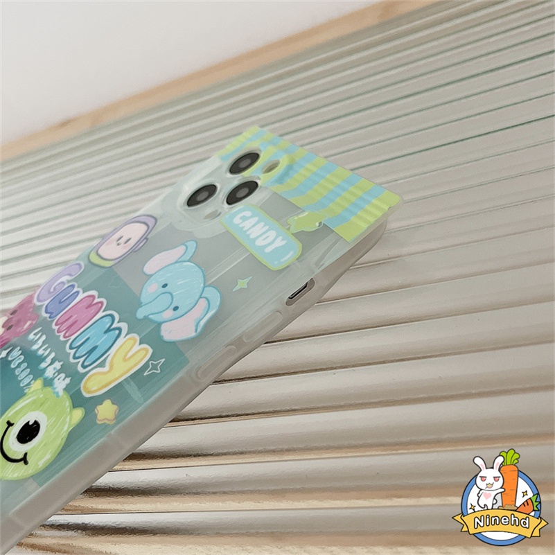 IPHONE Casing Kompatibel Untuk Iphone14 13 12 11 Pro Max X Xr Xs Max8 7 6 6s Plus SE Strawberry Bear Candy Bag Phone Case Lensa Shockproof Transparan Silikon Soft Case Cover Pelindung