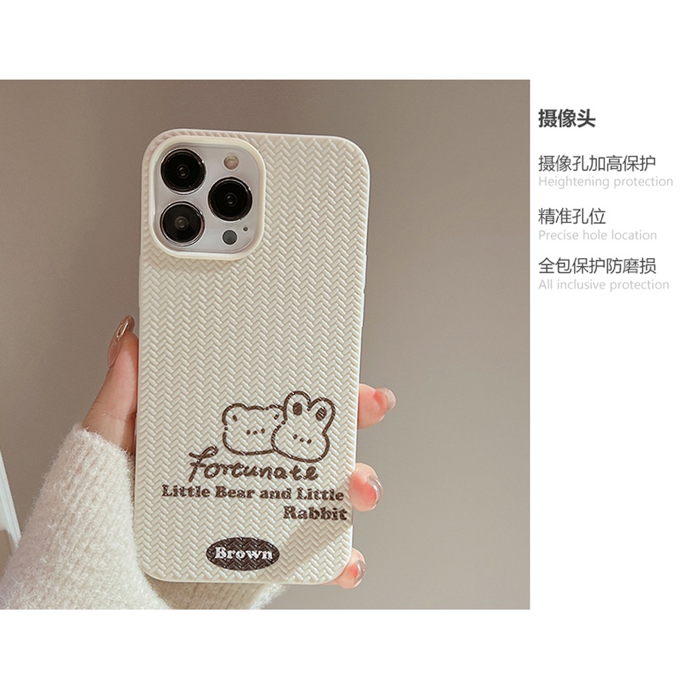 Ins Simple Stick Angka Kelinci Coklat Beruang Kartun Silikon Case Untuk Iphone7 X14 11 12 13 PRO MAX Casing Cover Pelindung