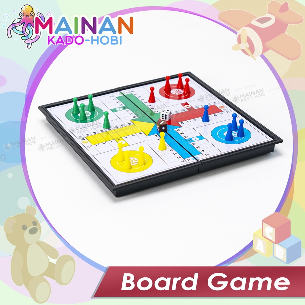 MAINAN ANAK EDUKASI CATUR LUDO ULAR TANGGA MAGNETIC FOLDING BOARD GAME TOYS