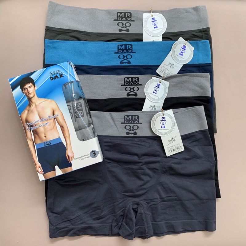 MR DAX BOXER PRIA ISI 3 PCS | CELANA DALAM PRIA MR DAX SEAMLES RAJUT LEMBUT