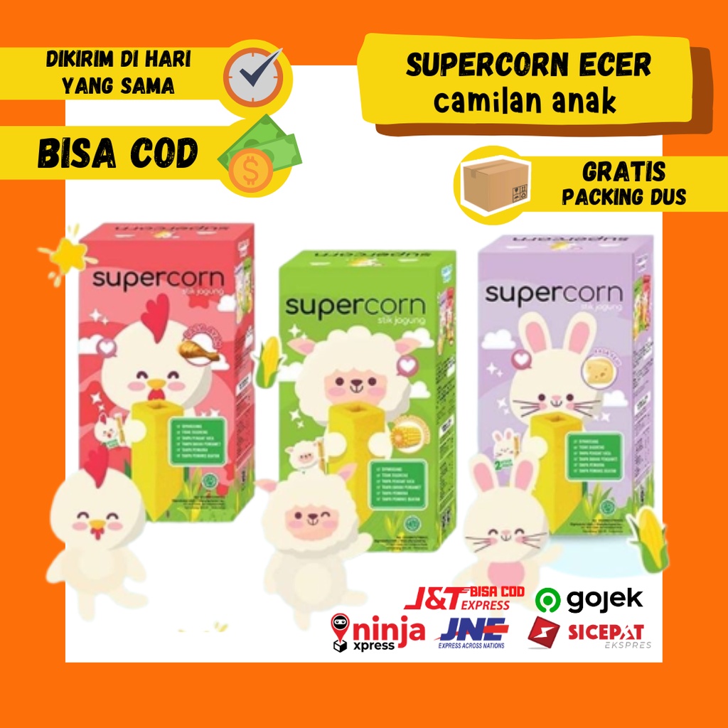 ECER Supercorn Super Corn Camilan Anak Bayi Balita Sehat Jagung Corn Stick Stik Jagung Ayam Keju Chicken Cheese 12m+