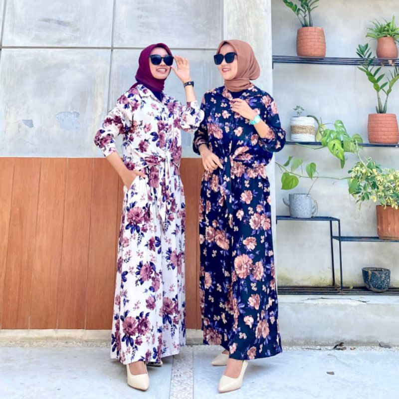 SETELAN CELANA WANITA DAN TUNIK BAJU MUSLIM BUSUI TIE DYE RAYON LD 110 KOTAK KOTAK