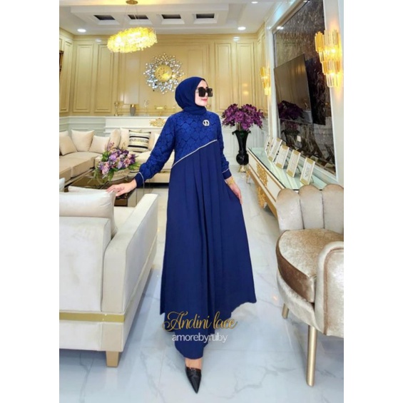 Andini Dress ORI Amore By Ruby/Gamis Brukat/Gamis Terbaru/Gamis Bestseller/Bella Dress/Clarissa Dres