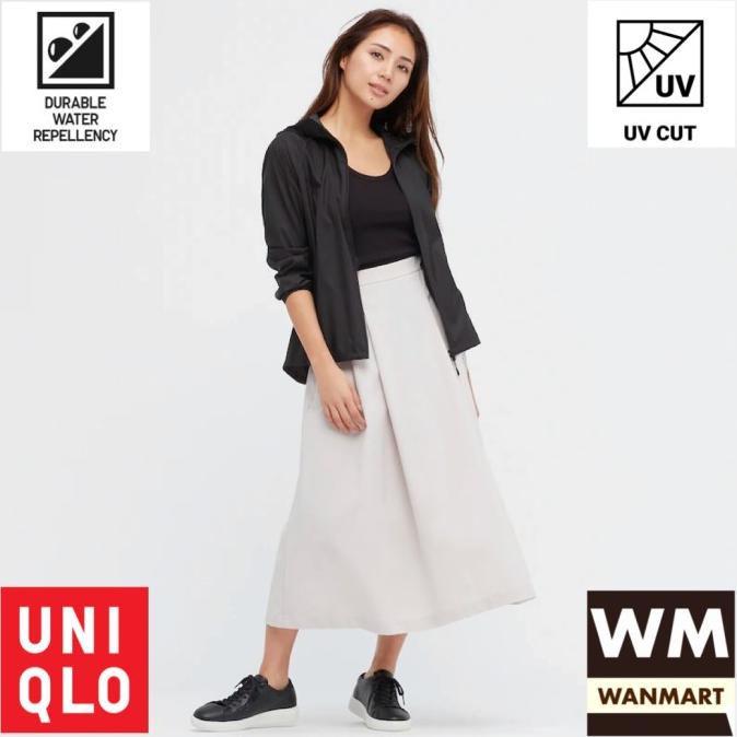 Uniqlo Jacket Women Jaket Wanita Parka Uv Cut Saku Black