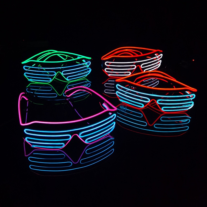 El Wire Neon Glow LED Glasses Menyala Shades Flashing Rave Festival Kacamata Pesta Supplier