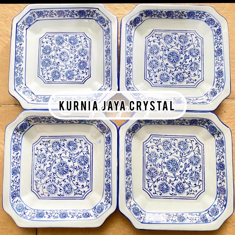Piring Saji Keramik Biru Putih Populer/ Piring Keramik Blue White