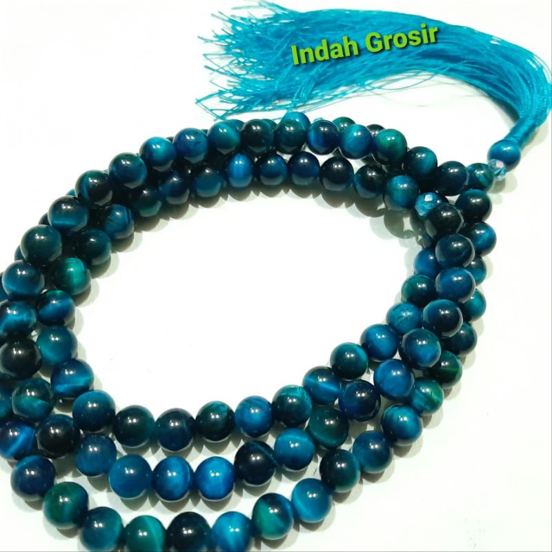 TASBIH BATU TIGER EYE BLUE 8MM 99BUTIR ORIGINAL