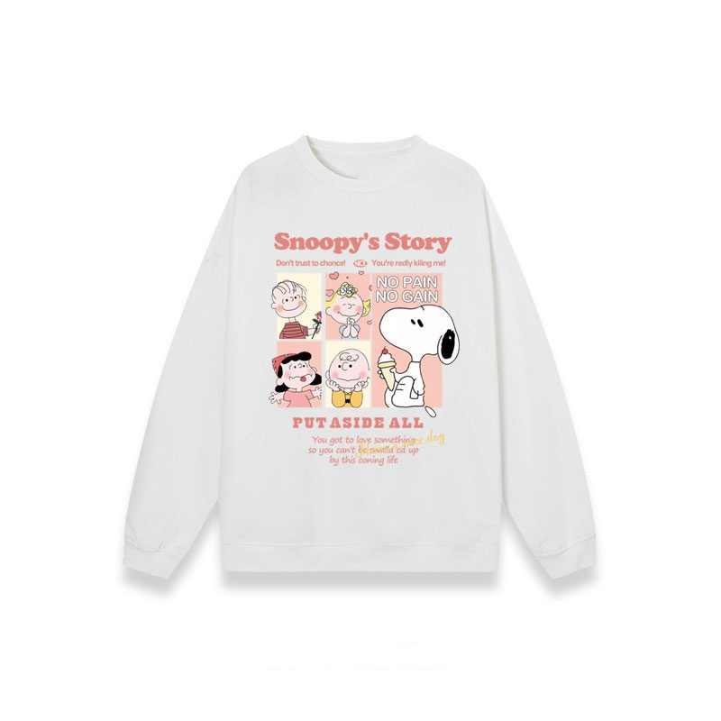 XIAOZHAINV Korean Style Snoopy Graphic Pattern Lengan Panjang Baju Sweater Wanita A0140