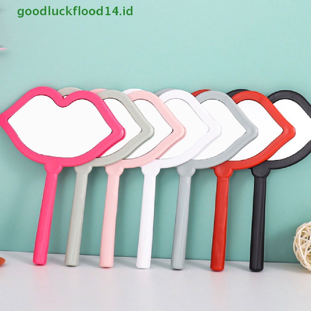 [GOOGFOUR] 1pc Cermin Rias Genggam Bentuk Bibir Makeup Mirror DIY Mini Cermin Kecil [TOP]