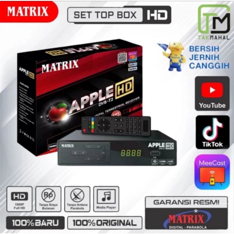 Set Top Box Matrix Aplle  DVB T2 Digital TV Merah Bisa Youtube