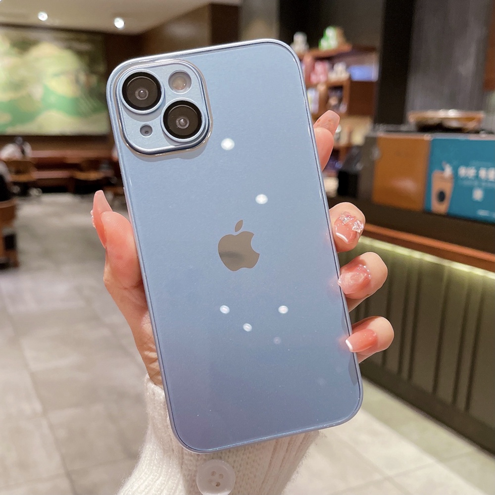 Casing Ponsel Kaca Anti Potong Untuk Iphone11 12 Pro Max13 14 Pro Max Case Macaron Case Silikon Cair Untuk Iphone14Plus Casing Tahan Guncangan