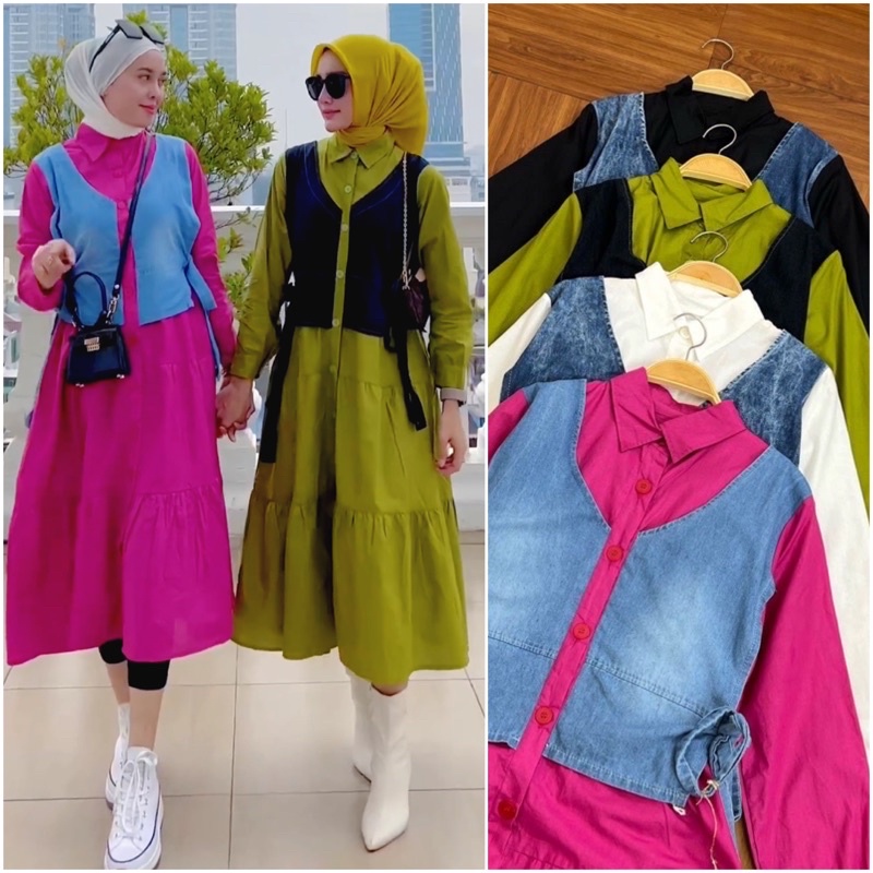TATAOS BANGKOK BY NILA NABILA DRESS GAMIS SOFT JEANS MIX COTTON POPLIN IMPORT