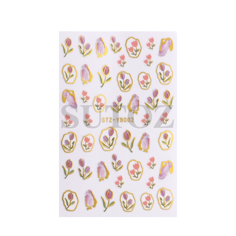 GELASA Stiker Kuku Nail Sticker Bunga Tulip Flower STZYB