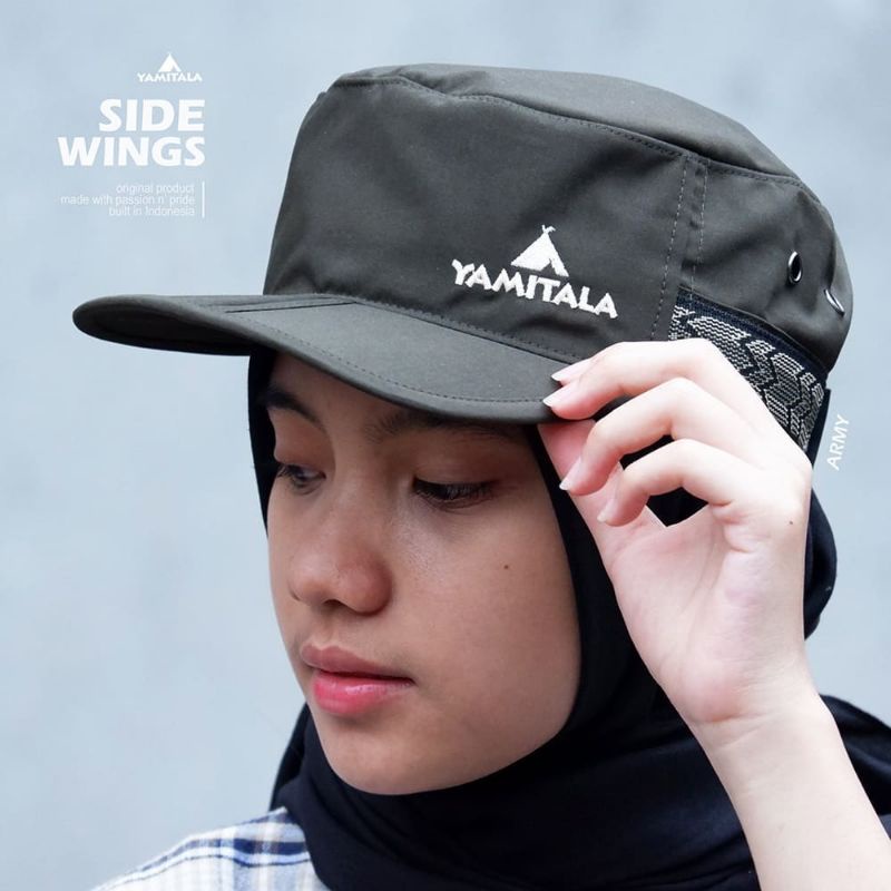 Topi Komando Yamitala Side Wings Khaki Army Black Material Taslan Quickdry Cocok Untuk Di Lapangan Adventure Outdoor Tactical Mendaki Gunung Thomgear