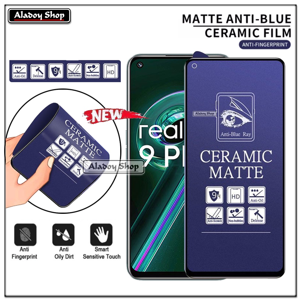 PAKET 3IN1 Anti Gores Blue Matte Anti Glare Realme 9 Pro + Tempered Glass Camera dan Skin Carbon