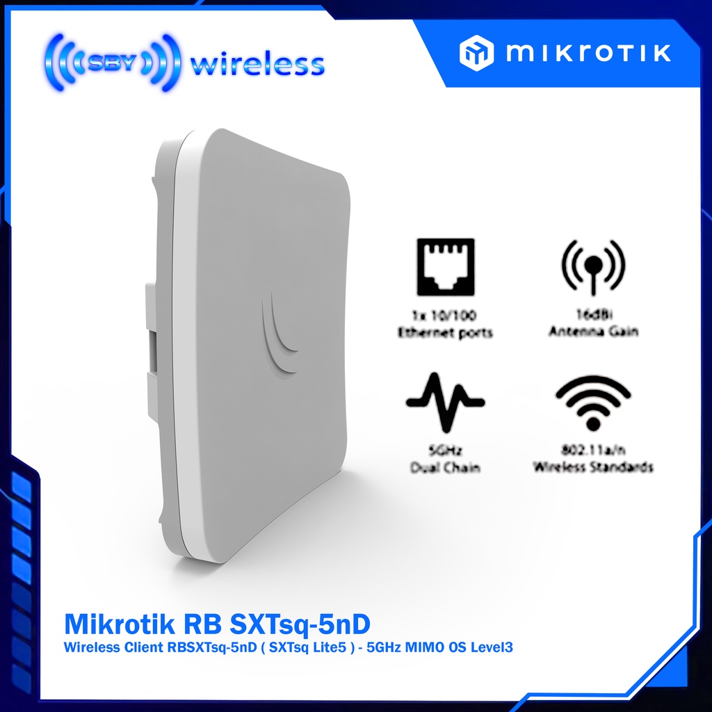 Mikrotik RB SXTsq-5nD Wireless Client RBSXTsq-5nD ( SXTsq Lite5 ) - 5GHz MIMO OS Level3