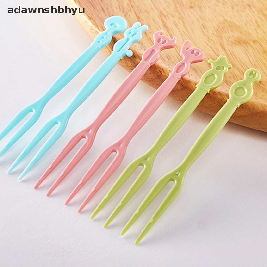 Adawnshbhyu 50 Pcs Kartun Plastik Garpu Buah Tusuk Gigi Bento Kotak Makan Untuk Pesta Ulang Tahun Anak Snack Kue Dessert Pilihan Forks ID