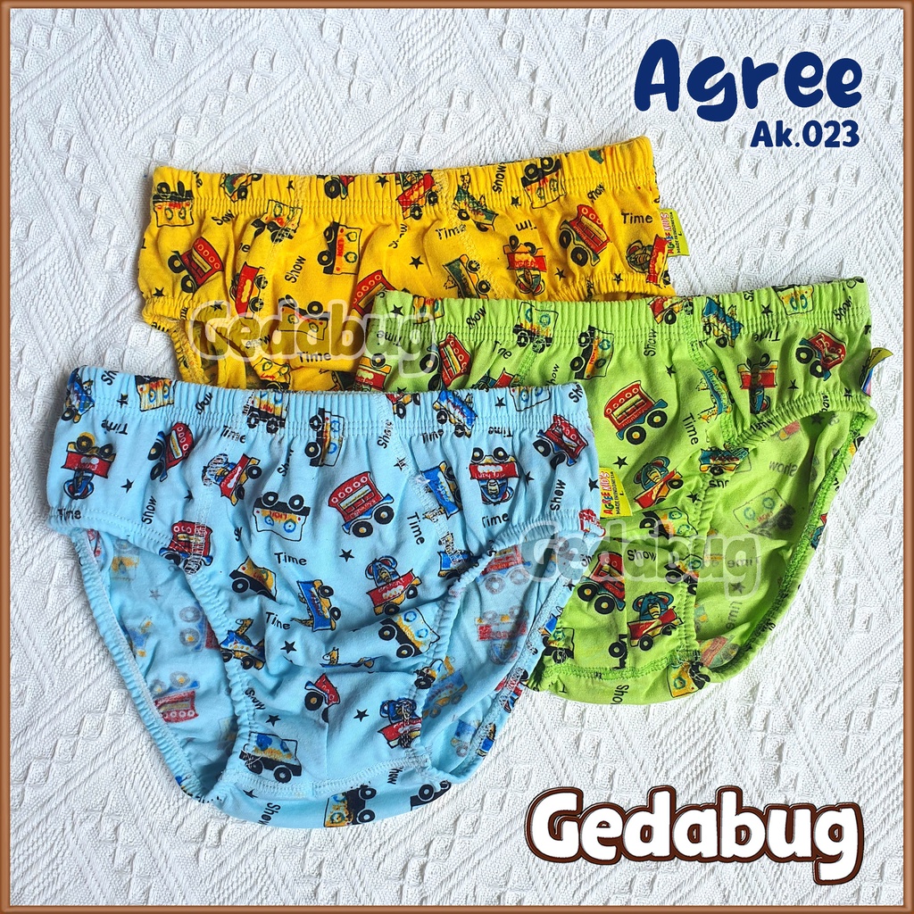 3 pcs - Celana Dalam AGREE Kids AK 23 / CD Anak Boy Warna Full Print - Cd Agree AK 023 | Gedabug