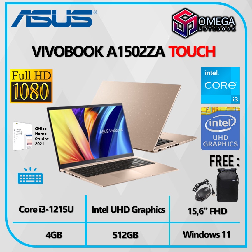 ASUS VIVOBOOK 15 TOUCH A1502ZA i5 1235U 16GB 512SSD iRis Xe Windows 11+OHS 15.6&quot;FHD IPS