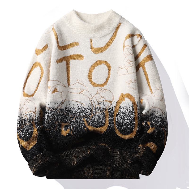 Pakaian Rajut Pria Graen Sweater Pria  2022     Mink Bulu Bulu  Beberapa Kemeja Hangat Leisure Sweat