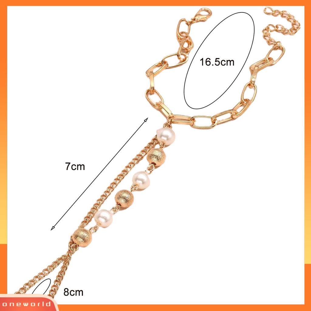 [ONE] Wanita Gelang Mutiara Imitasi Stainless Terhubung Patchwork Gelang Circlet Set Aksesoris Tangan