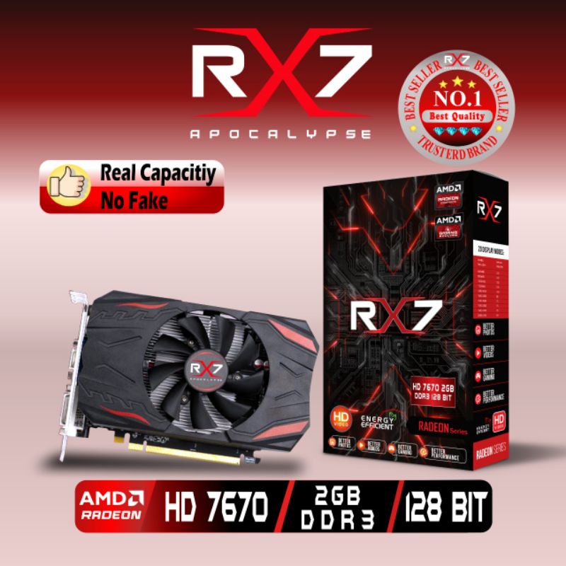 VGA RX7 HD 7670 2GB DDR3 128 BIT REAL CAPACITY RESMI