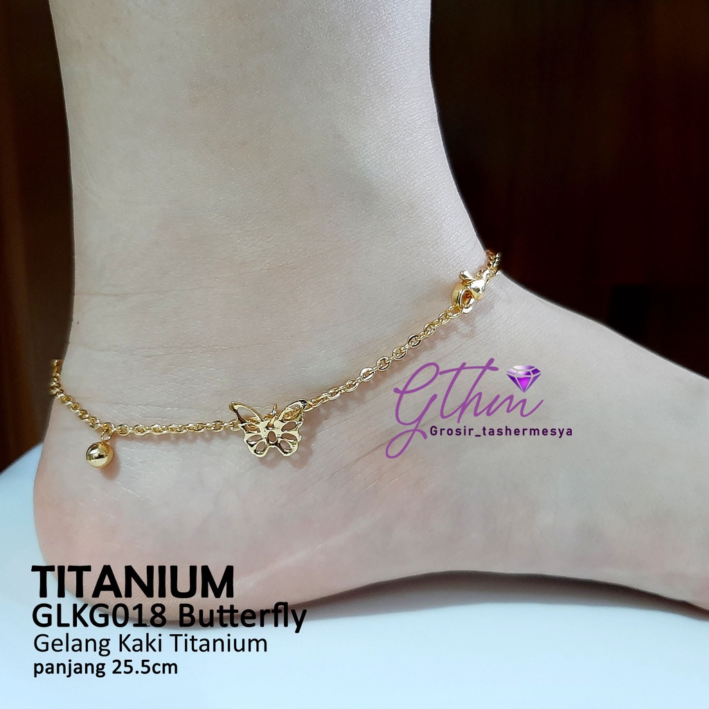 gelang kaki titanium kupu anti karat mewah glkg018