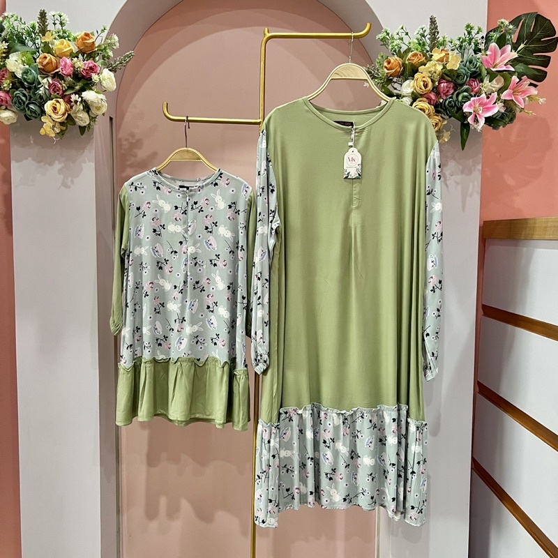 TUNIK IBU DAN ANAK PEREMPUAN KOMBINASI MOTIF ILAYA